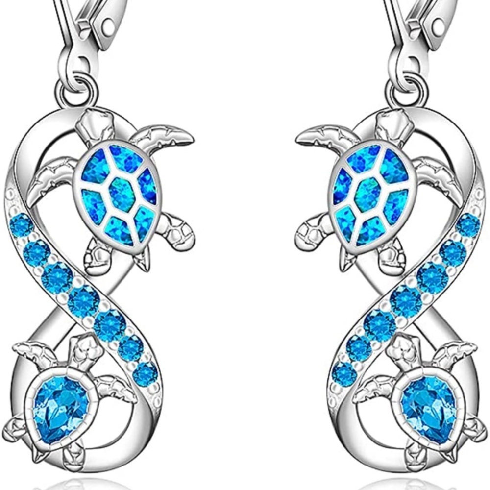 Opal and Topaz Turtles Everlasting Love Earrings